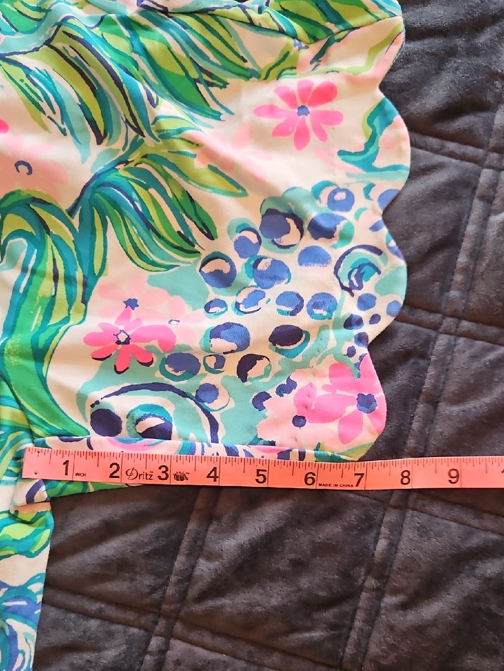 Lilly Pulitzer Turquoise Pink Green Floral Scallop Hem Shorts - Picture 8 of 11
